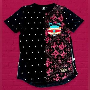 Volume Zero Split Pattern Designer Shirt w/ Side Zippers